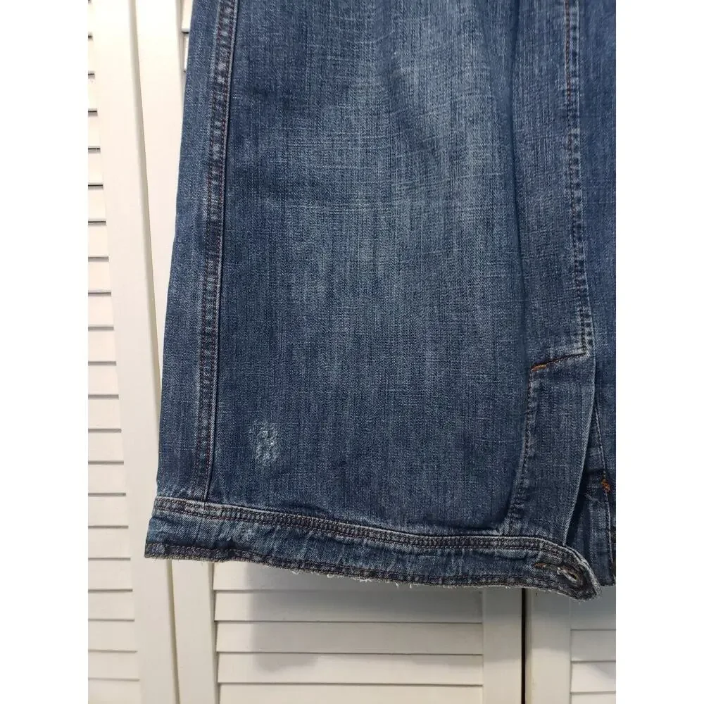 Assembly‎ Distressed Demin Skirt Women's US 4 Medium Wash Vintage Blue Buttons
